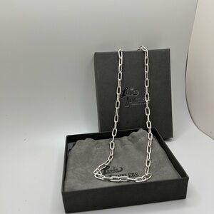 Paper clip SS link chain with lobster clasp in silver